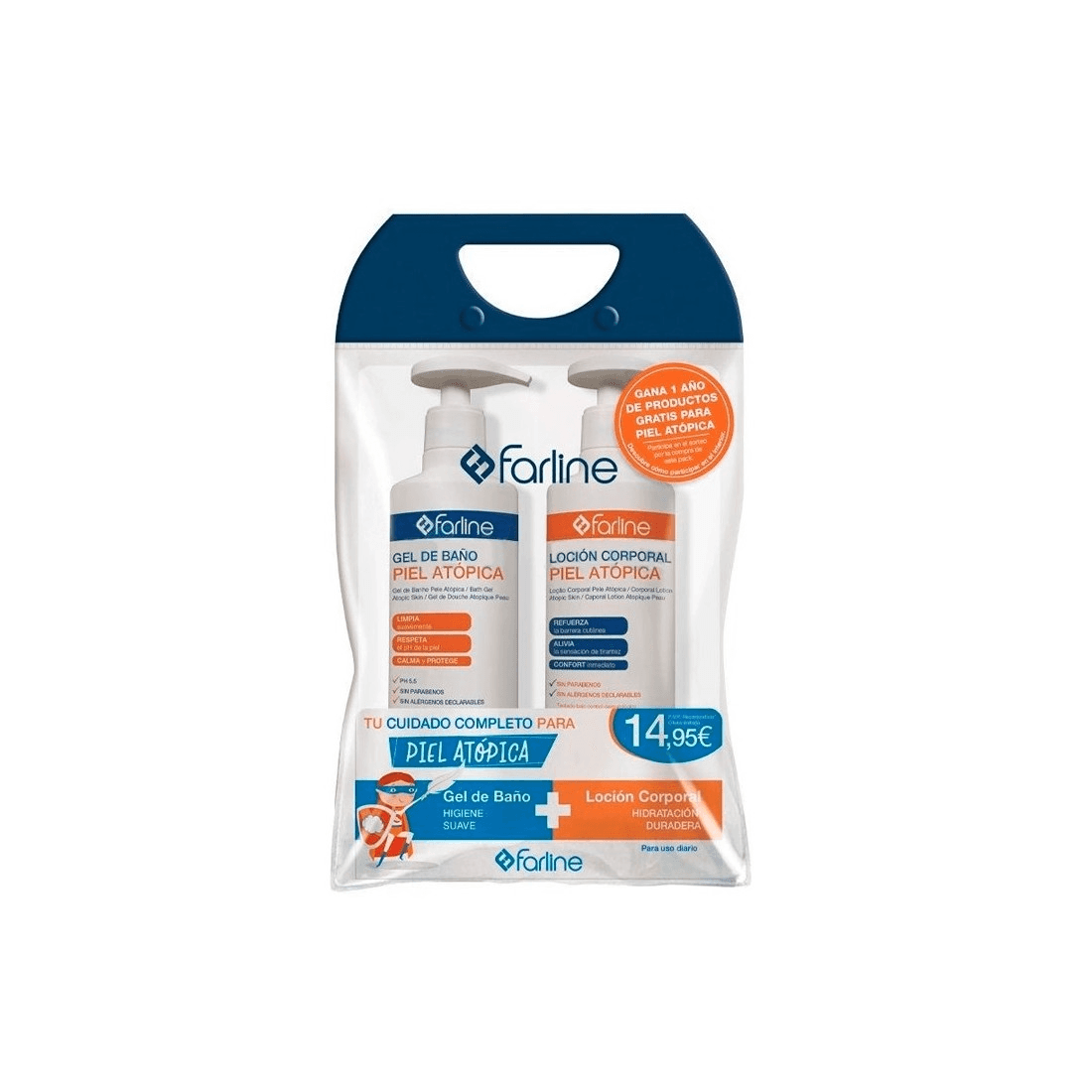 Farline Pack Gel de Baño + Champú Piel Atópica 2x500ml